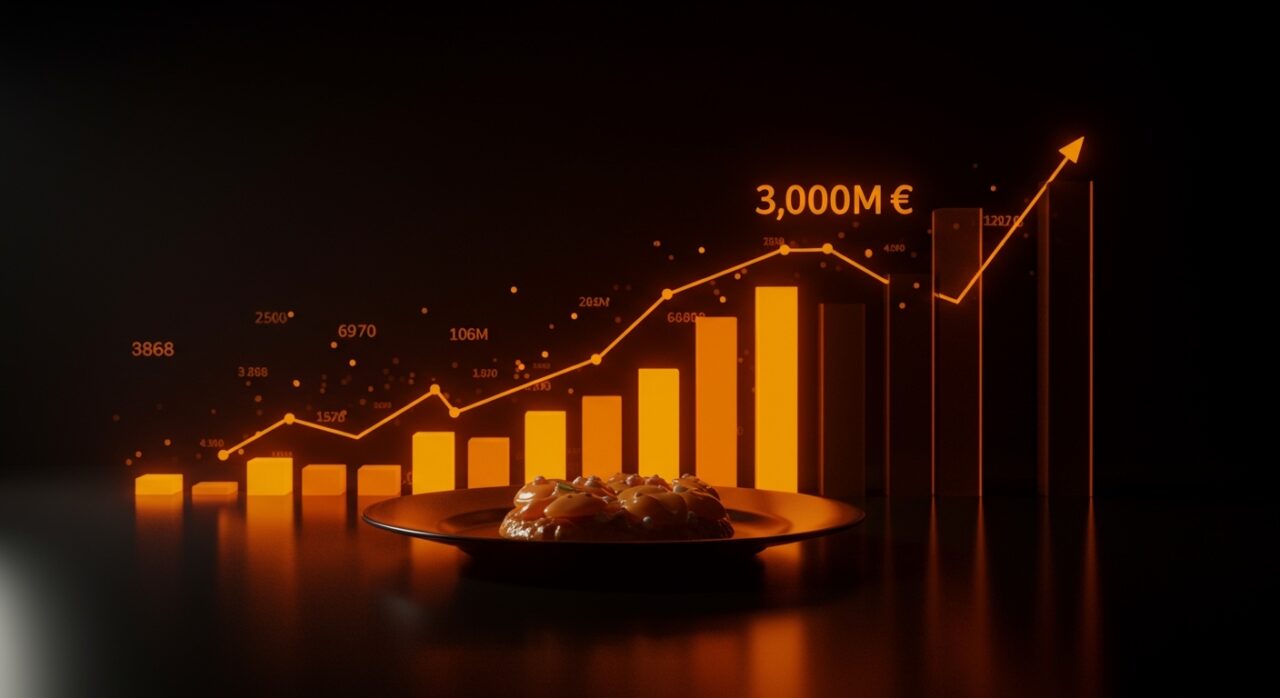Análisis del éxito de Mercadona en comida preparada y FoodTech, representando el crecimiento del retail de alimentación frente a la hostelería.