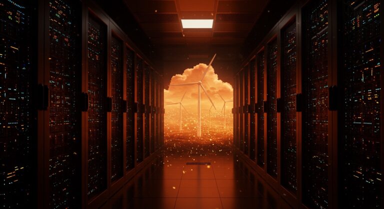 Infraestructura de centros de datos de Microsoft IA integrando energía renovable y sostenible en Azure.
