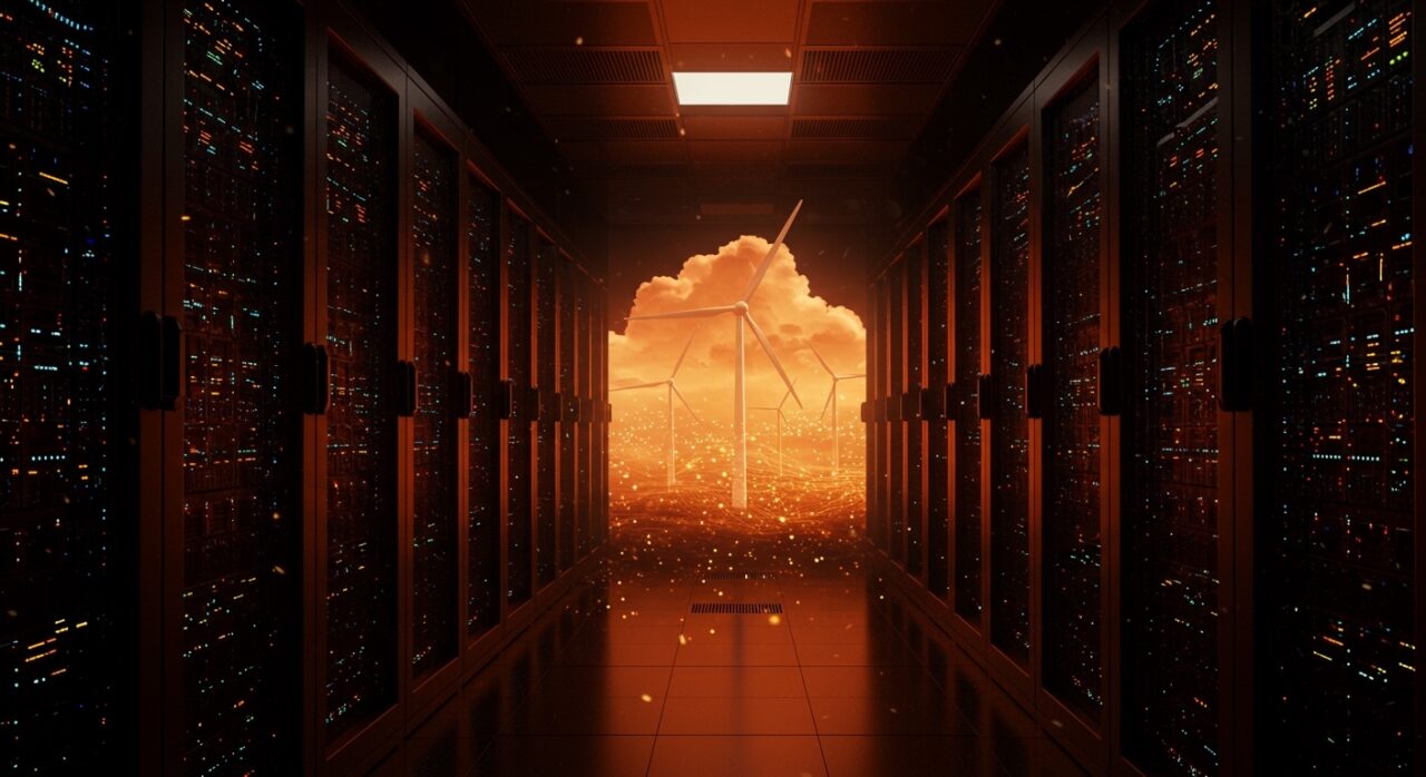 Infraestructura de centros de datos de Microsoft IA integrando energía renovable y sostenible en Azure.