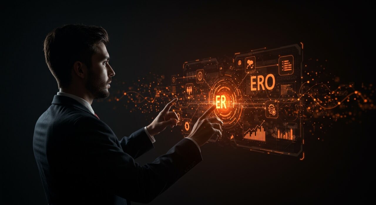 Representación de IA y ERP para pymes mexicanas, simbolizando la transformación digital y eficiencia operativa empresarial.