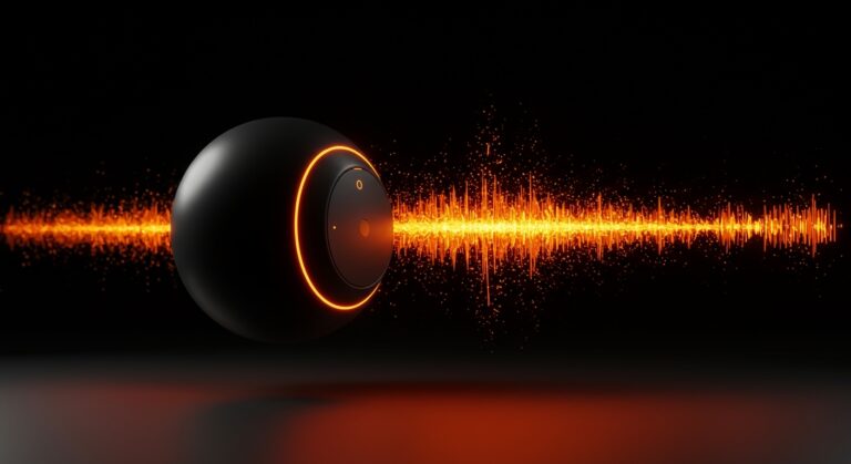 Representación conceptual de Voice AI y OpenAI API con ondas sonoras digitales en colores naranja y negro para startups.