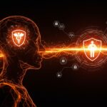 Representación conceptual de seguridad y ética en IA para startups de HealthTech y el sistema Trusted Contact de OpenAI.