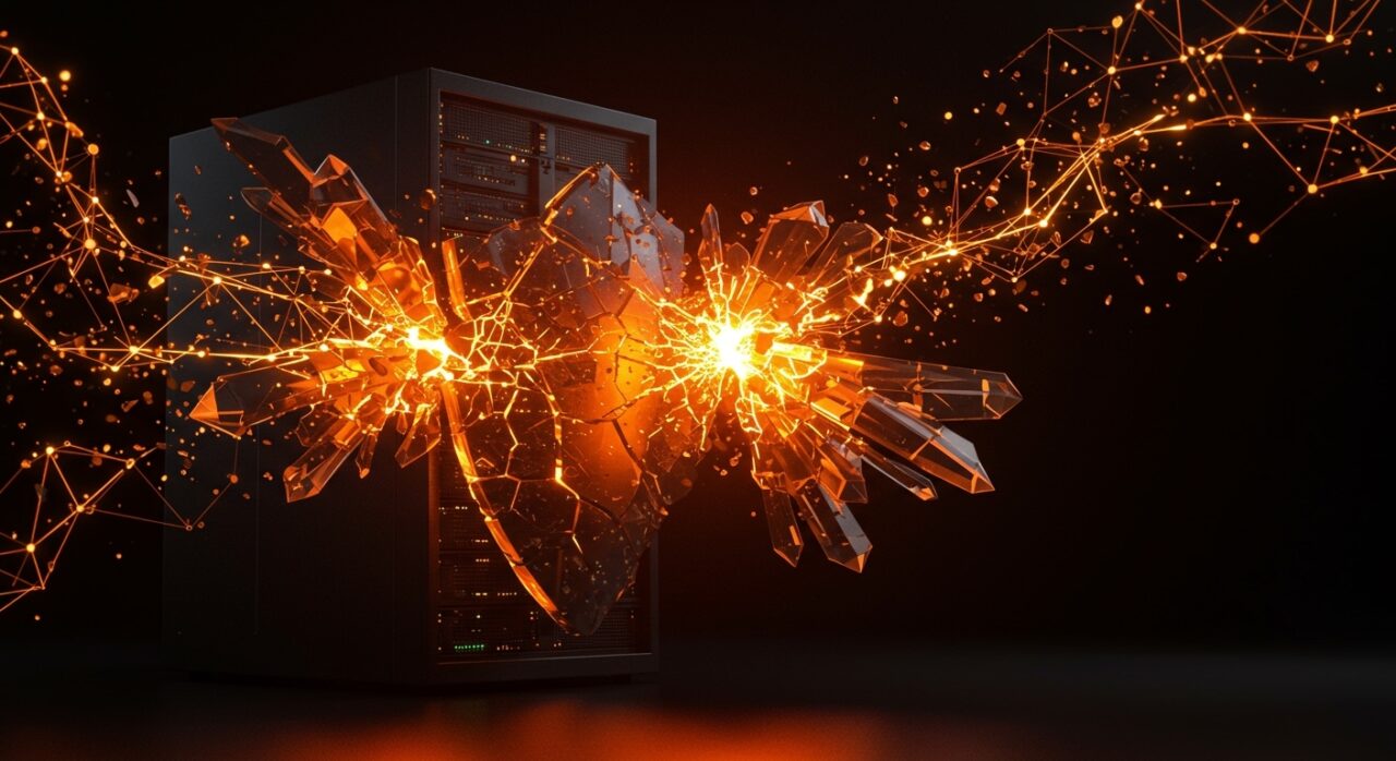 Representación visual de OpenAI Daybreak protegiendo un núcleo de datos digital mediante parches de seguridad preventivos con IA.