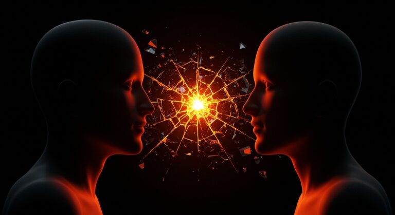 Representación conceptual del conflicto de gobernanza en OpenAI entre Elon Musk y Sam Altman con elementos de inteligencia artificial.