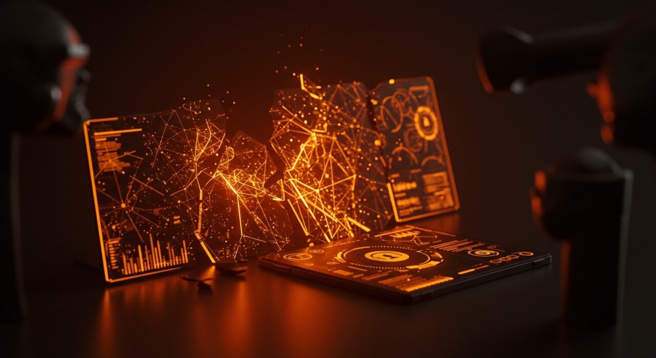 Interfaz futurista de ciberseguridad IA mostrando restricciones tras conflicto entre OpenAI GPT-5.5 Cyber y Anthropic en el ecosistema startup.