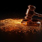 Representación conceptual de gobernanza corporativa y legal en startups de inteligencia artificial basada en el caso OpenAI y Elon Musk.
