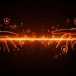 Representación conceptual de OpenAI Trusted Contact y seguridad en IA para salud mental en tonos naranja y negro.