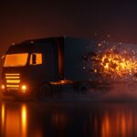 Concepto visual de logística y transporte en España, representando la crisis de camioneros y oportunidades para startups tecnológicas.