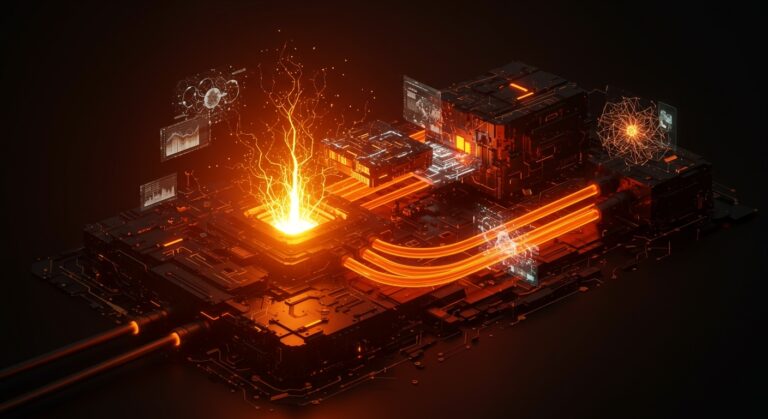 Infraestructura de IT para Inteligencia Artificial representando la ronda de inversión Serie A de OpsMill y la optimización de despliegue de datos.