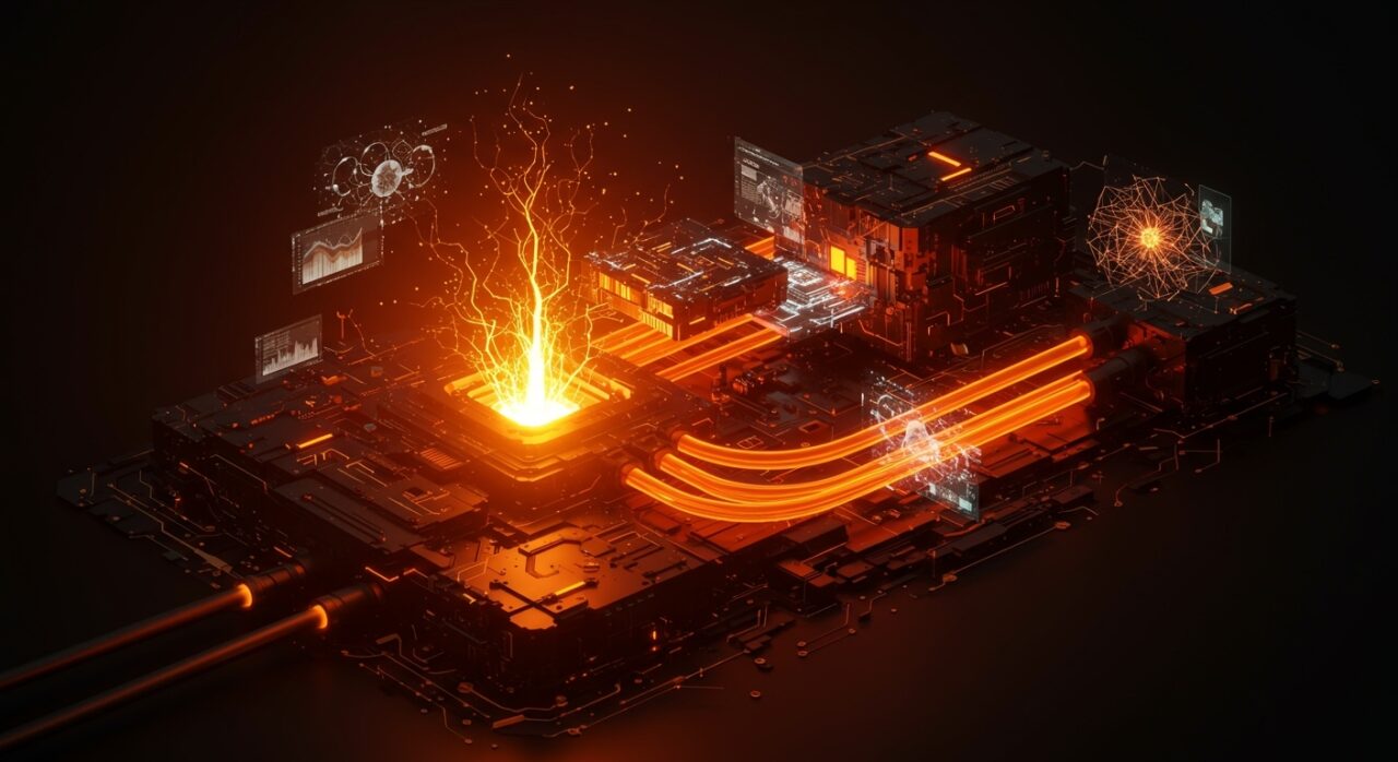 Infraestructura de IT para Inteligencia Artificial representando la ronda de inversión Serie A de OpsMill y la optimización de despliegue de datos.
