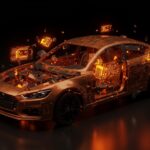 Concepto visual de reestructuración estratégica de Porsche, simbolizando la caída de beneficios y la necesidad de un pivot en hardware automotriz.