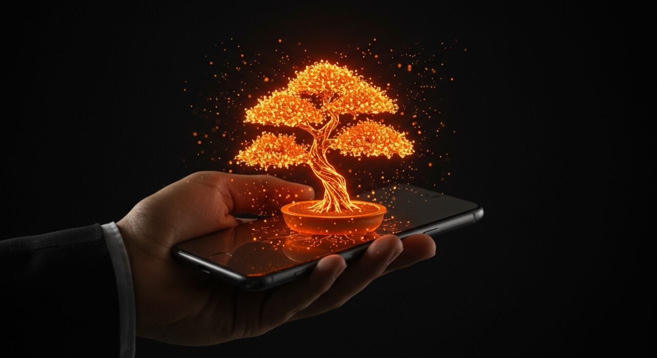 Modelo de IA Bonsai Image 4B de PrismML ejecutándose localmente en un iPhone, representando la eficiencia de la inferencia en dispositivo.