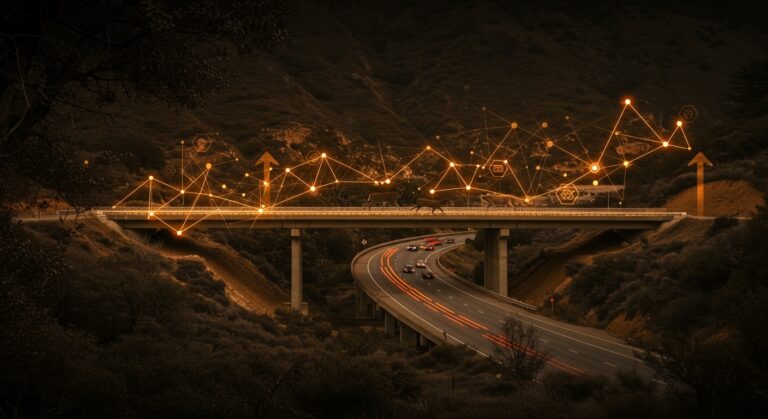 Puente para fauna en California, ejemplo emblemático de infraestructura sostenible y financiamiento público-privado en tecnología verde.