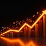 Visualización conceptual de crecimiento exponencial de valoración fintech, representando el ascenso de Ramp a 40 billones de dólares.
