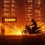 Ilustración conceptual de escalabilidad en startups de movilidad urbana, representando el éxito de Rapido con una ronda de inversión de 240 millones de dólares en India.