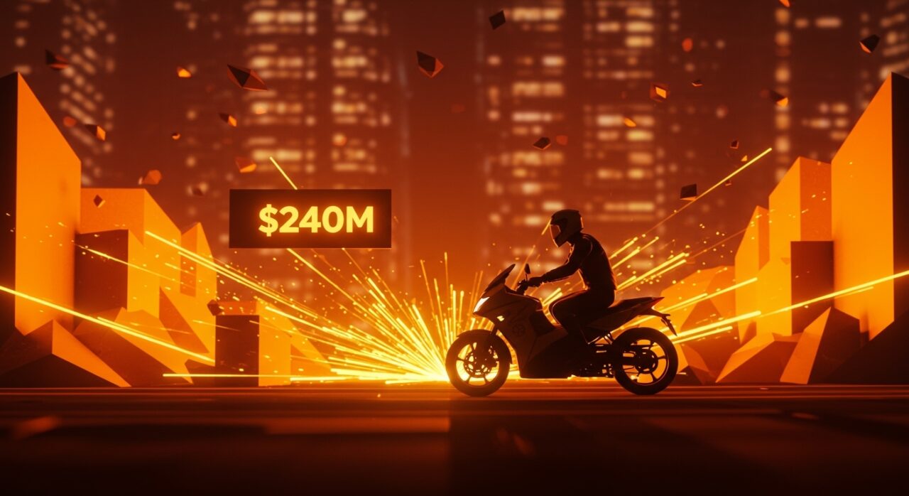 Ilustración conceptual de escalabilidad en startups de movilidad urbana, representando el éxito de Rapido con una ronda de inversión de 240 millones de dólares en India.