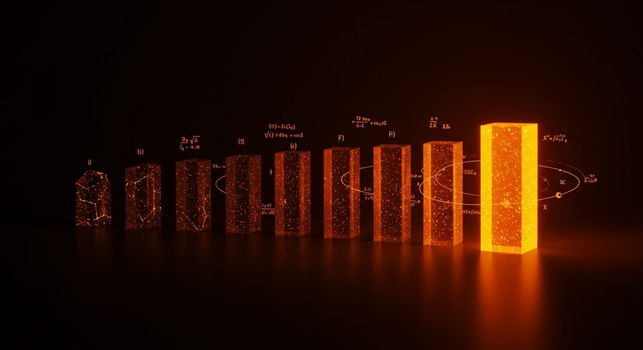 Representación visual de la Regla de 10 y el algoritmo del fundador para el éxito de startups mediante iteración matemática.