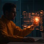 Trabajador actualizándose profesionalmente para la era digital, representando el reskilling necesario en startups para 2026.