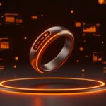 Anillo inteligente de alta tecnología sobre fondo oscuro, representando desafíos de diseño y calidad en wearables para hardware startups.
