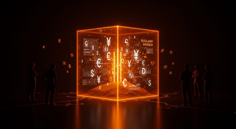 Representación conceptual de un sandbox regulatorio fintech en Chile, simbolizando el impulso legislativo para la innovación financiera.