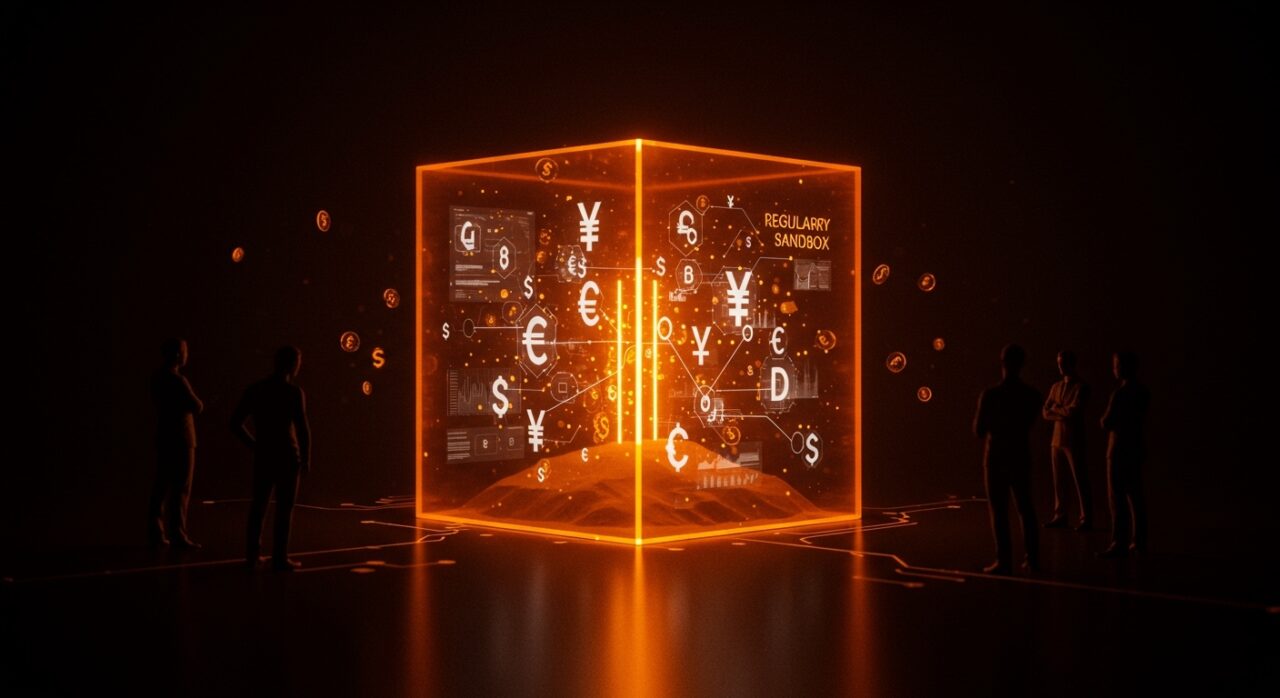 Representación conceptual de un sandbox regulatorio fintech en Chile, simbolizando el impulso legislativo para la innovación financiera.
