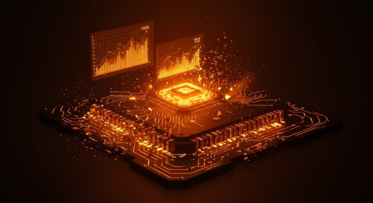 Representación conceptual de la reducción de financiamiento de SoftBank para OpenAI, simbolizando la volatilidad de las valoraciones de IA y el mercado de funding.