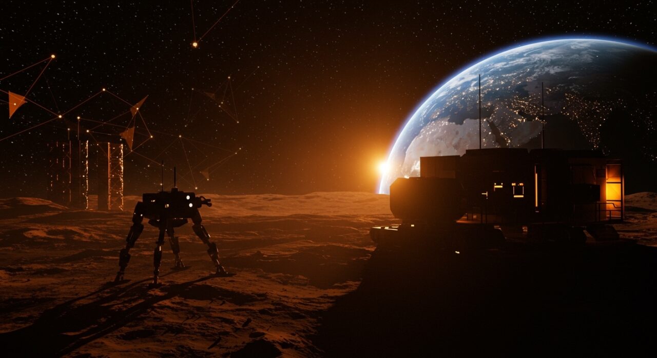Tropas de la Space Force en la Luna, analizando el impacto de la militarización espacial en las startups de deep tech.