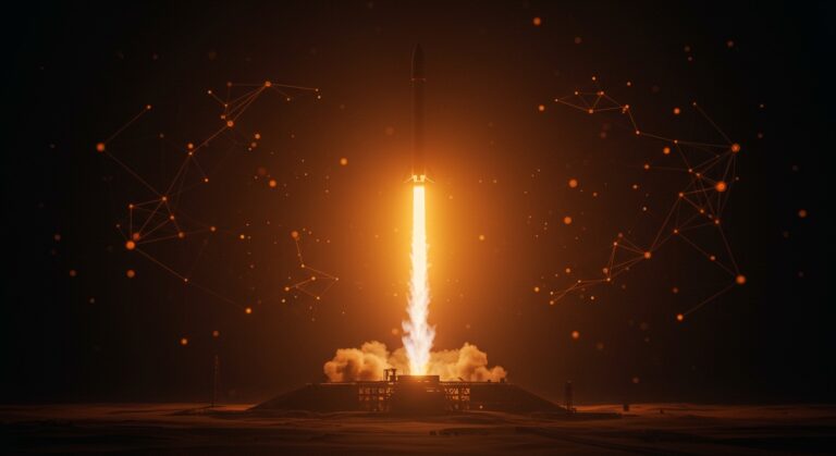 Cohete Starship de SpaceX despegando, simbolizando oportunidades de negocio y escalabilidad para startups aeroespaciales.
