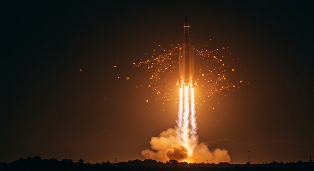 Cohete SpaceX Starship despegando, simbolizando la innovación en la industria aeroespacial y el futuro de las startups deeptech.