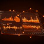 Representación conceptual de la estrategia de retención de Spotify con elementos de gamificación y datos digitales en naranja y negro.