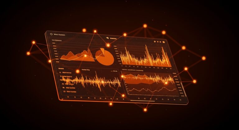 Representación conceptual de la estrategia de retención de Spotify con elementos de gamificación y datos digitales en naranja y negro.
