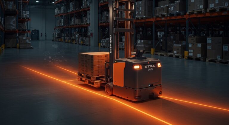 Automatización logística con la transpaleta STILL AXL 15 iGo para carga de camiones eficiente sin obra civil.