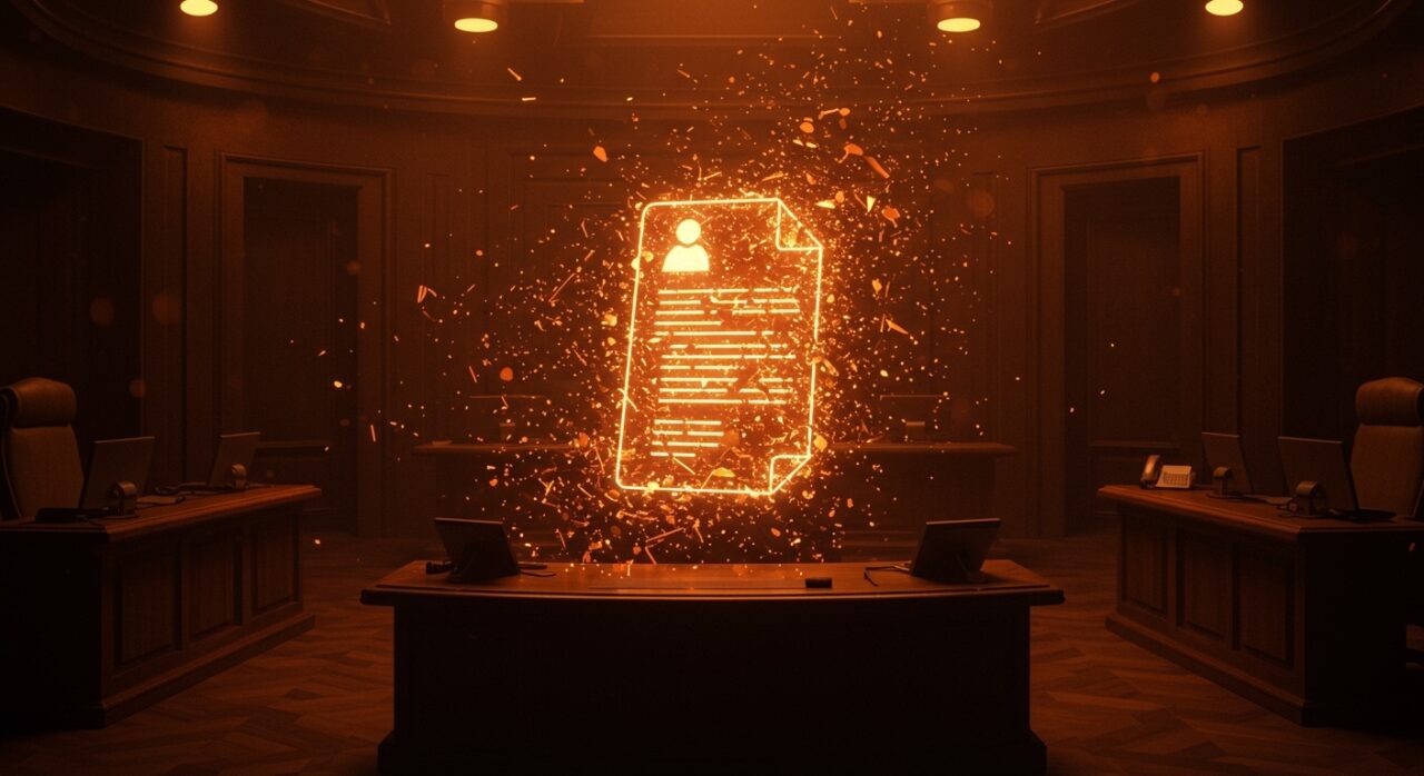 Representación conceptual de alucinaciones de IA y riesgos de gobernanza digital en un entorno gubernamental.