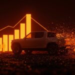 Representación conceptual de la Tesla Cybertruck en un entorno digital, analizando el product-market fit y la estrategia de precios en el mercado de EVs.