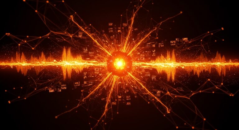 Representación conceptual de modelos de interacción de IA multimodal con audio, video y texto en tiempo real para founders.