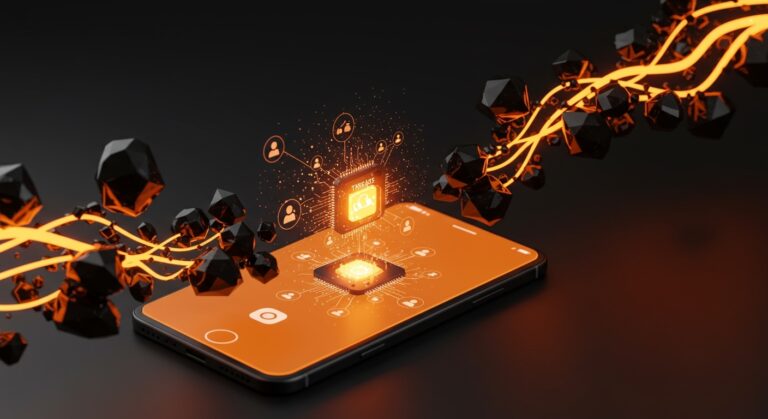 Representación conceptual de Meta AI integrado en Threads, destacando el impacto de la inteligencia artificial en el marketing para startups.