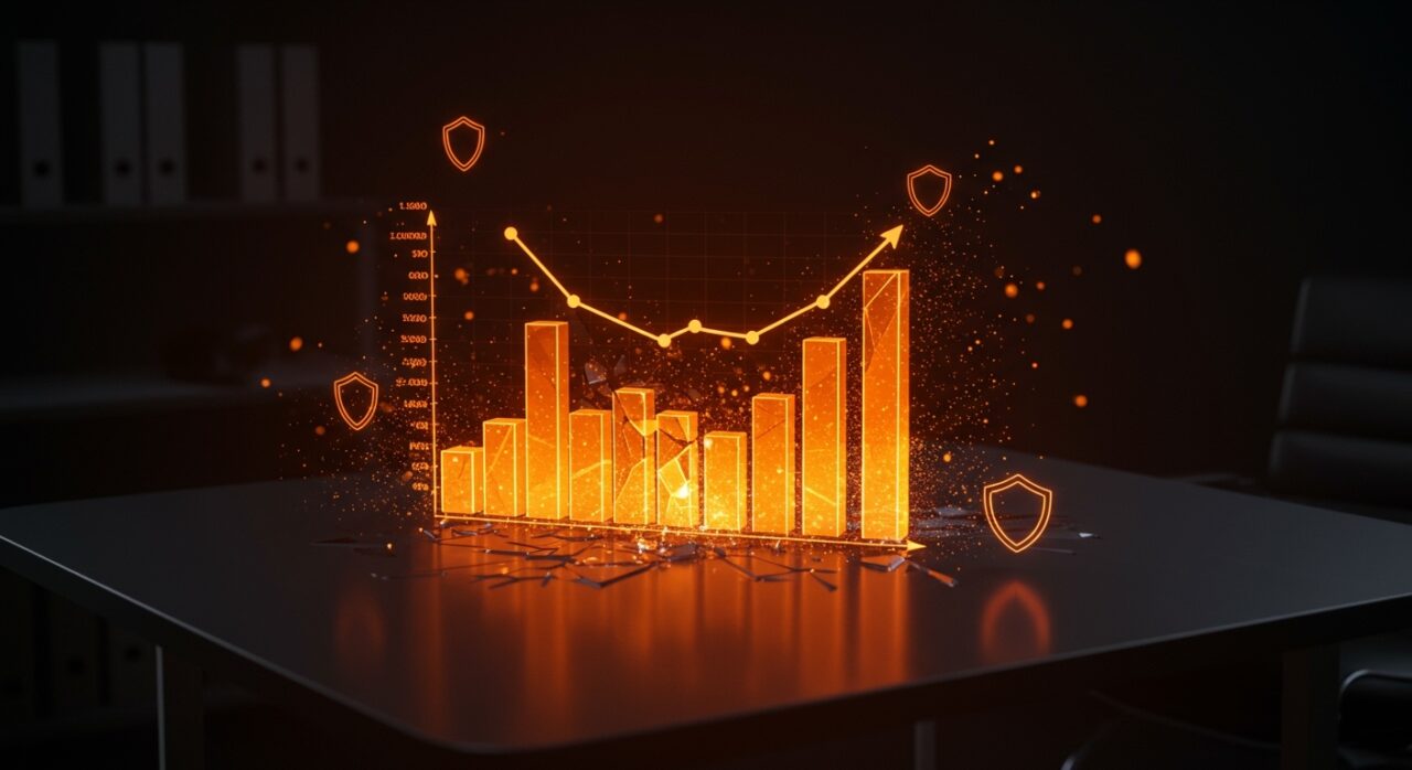 Representación visual de la caída de ingresos publicitarios y la necesidad de diversificación de ingresos en startups tecnológicas.