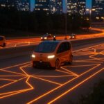 Flota de robotaxis autónomos de Uber representando la transformación de la movilidad y el impacto para startups tecnológicas.