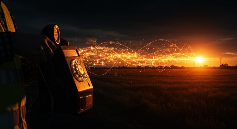 Ingeniero utilizando tecnología VoIP para revitalizar teléfonos públicos en zonas rurales y cerrar la brecha digital.