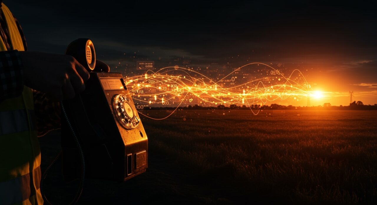 Ingeniero utilizando tecnología VoIP para revitalizar teléfonos públicos en zonas rurales y cerrar la brecha digital.