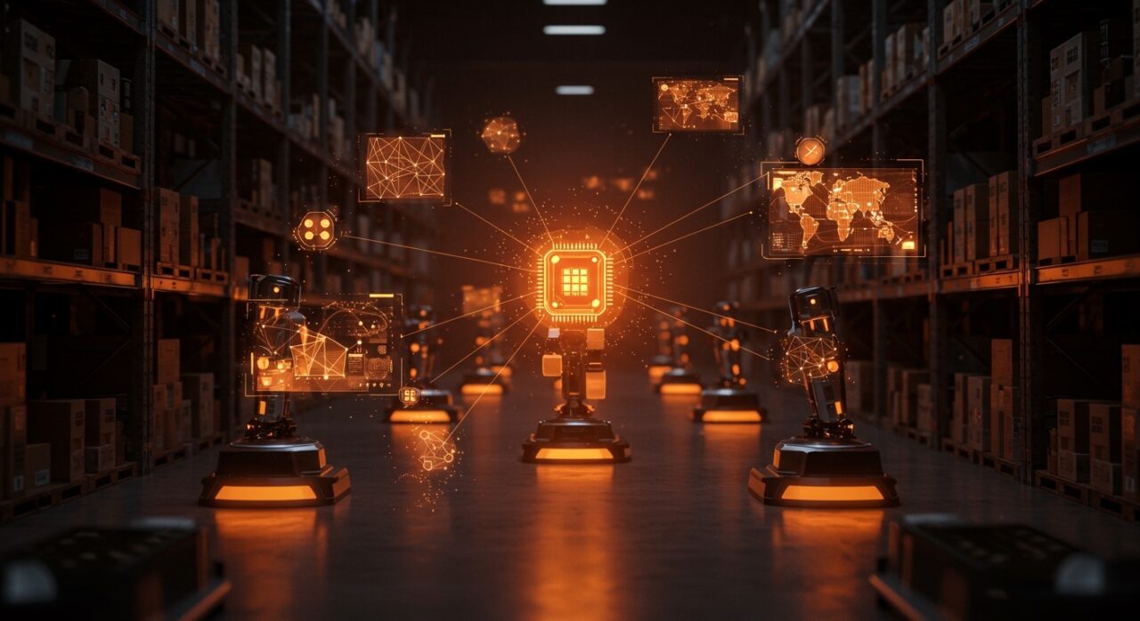 Centro de distribución automatizado de Walmart Chile con robots e inteligencia artificial, representando el retailtech en LATAM.