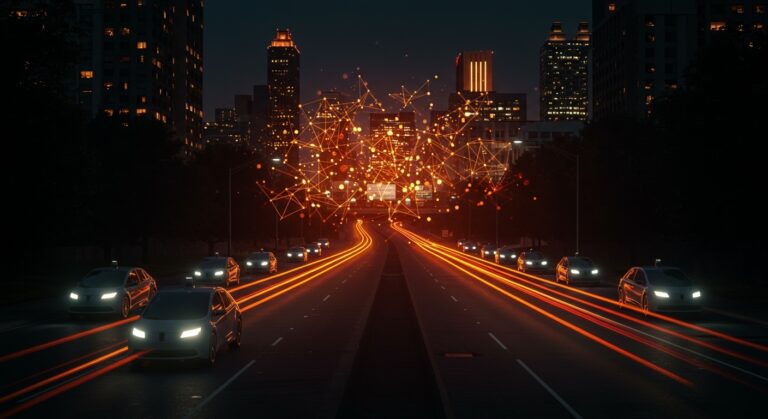 Fallo técnico de robotaxis autónomos de Waymo en Atlanta, representando los desafíos de seguridad en la movilidad inteligente.