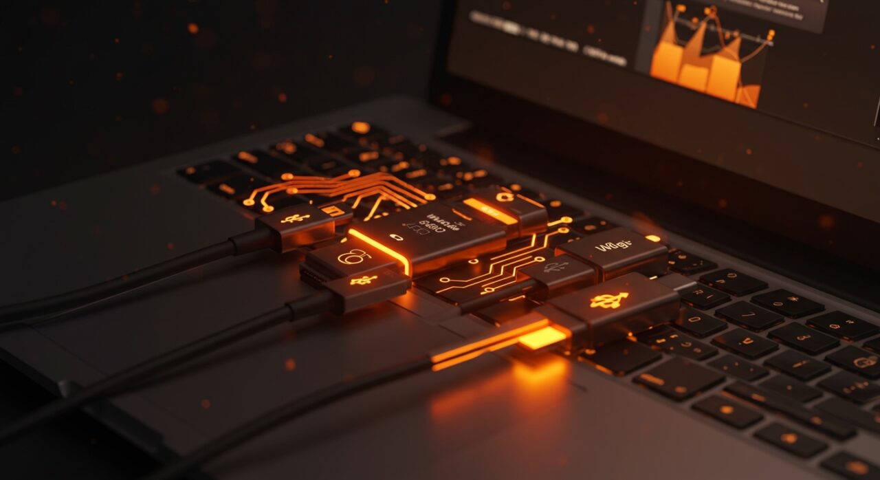 Interfaz de WhatCable macOS diagnosticando cables USB-C en MacBook, destacando herramientas hardware para startups tecnológicas.