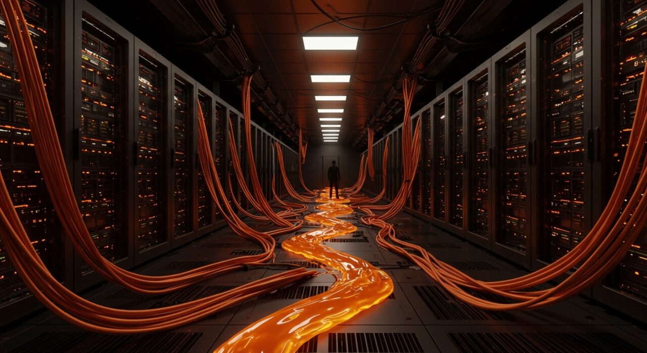 Infraestructura de neocloud y centros de datos con GPUs para startups de IA, representando la inversión masiva en computación en la nube.