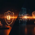 Representación visual de una batalla entre la inteligencia artificial y expertos humanos en ciberseguridad analizando el exploit RCE de Exim.