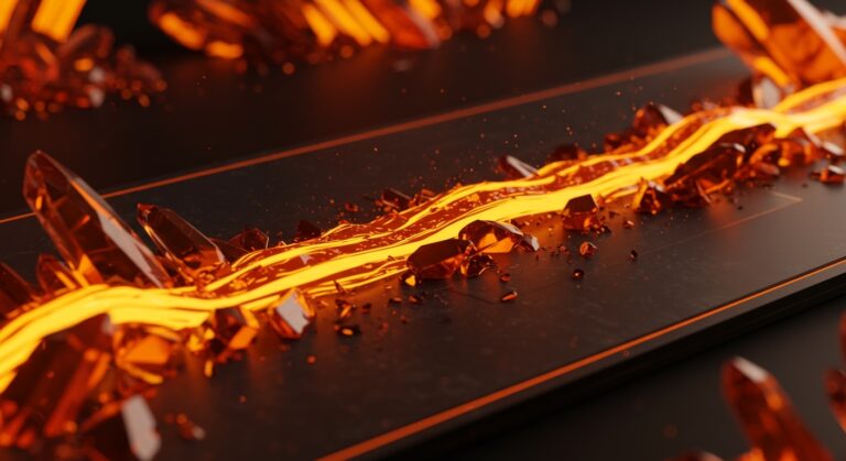 Representación visual del editor Zed destacando la velocidad de Rust y la personalización de temas en tonos naranja y negro.