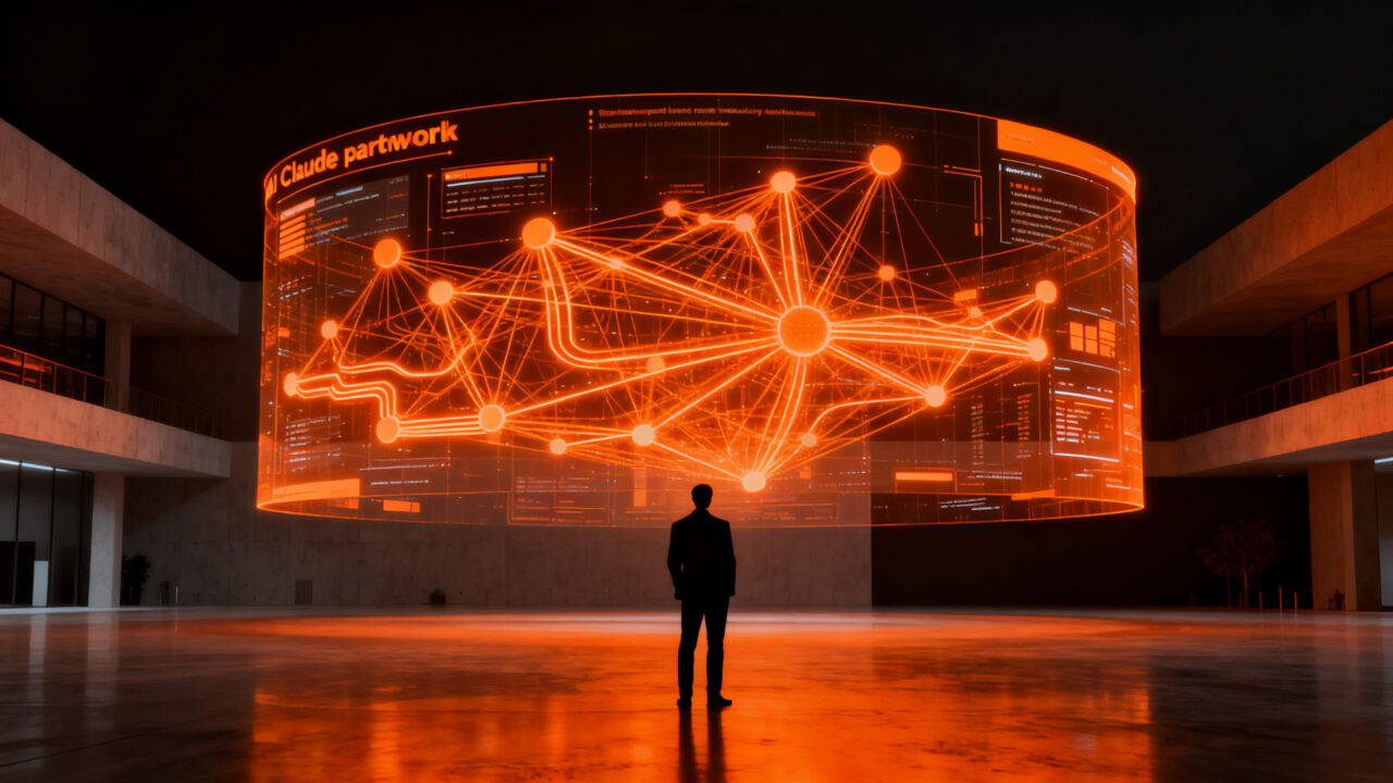 Alianza estratégica entre Anthropic y TCS para implementar IA empresarial, simbolizando la transformación digital y el escalado tecnológico en 2026.