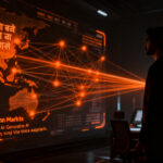 Profesional analizando una interfaz de inteligencia artificial en hindi, representando la localización de IA en mercados emergentes.
