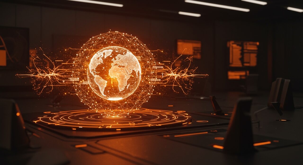 Representación visual de la IA de ciberseguridad Anthropic Mythos protegiendo una red global de organizaciones y startups.