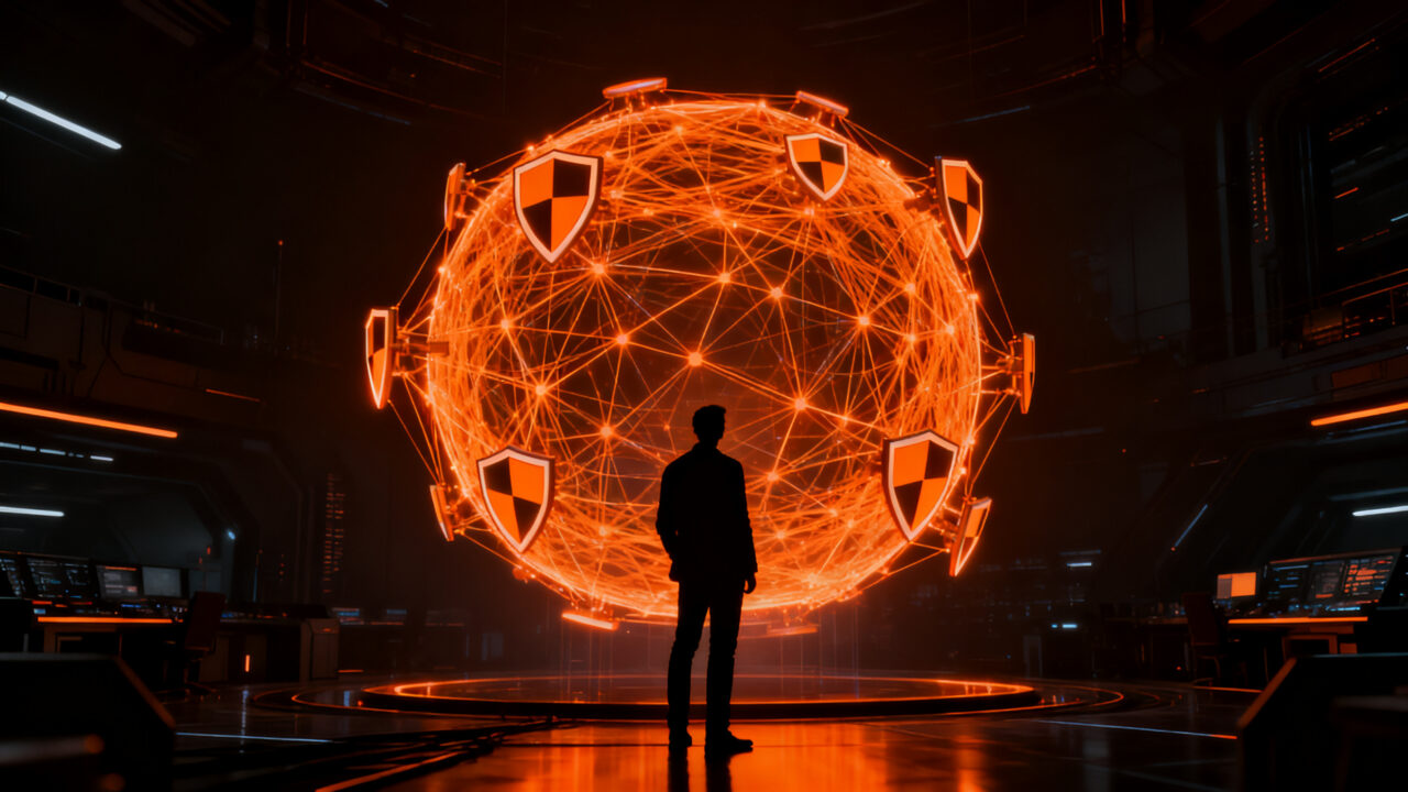Founder de startup analizando una red neuronal de seguridad IA, representando la ventaja competitiva de la seguridad en modelos de lenguaje en 2026.